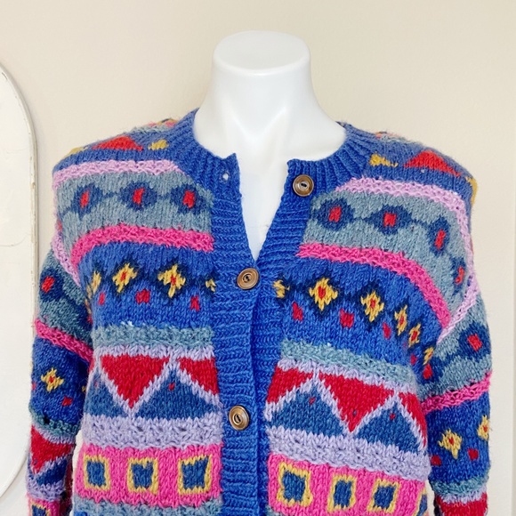 ❌SOLD❌ Bolder World | Women's Colorful Chunky Knit Cardigan Sweater | Size: M - Picture 2 of 8